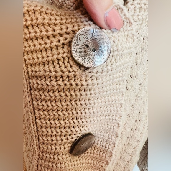 J. Jill Cable Knit Button‎ Front Cardigan Sweater Shrug Size Medium Summer - Picture 3 of 9